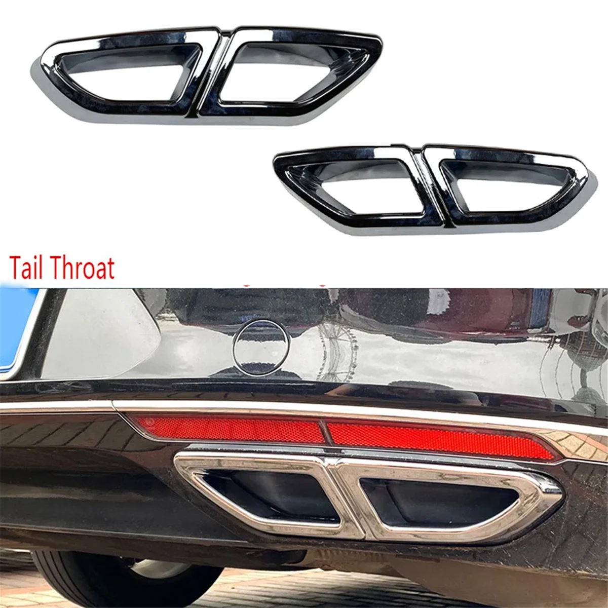 For Magotan B8 2016-2019 Rear Lip Bumper Spoiler Car Tail Throat Frame Exhaust Pipe Trim Silver