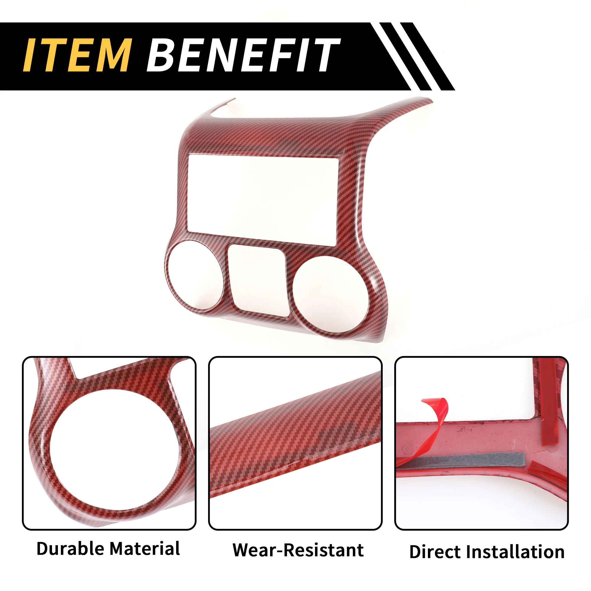 

UXCELL 1 Pcs Central Console Dashboard Panel Cover Trim for Jeep Wrangler JK JKU 2011-2017 Carbon Fiber Pattern ABS Red