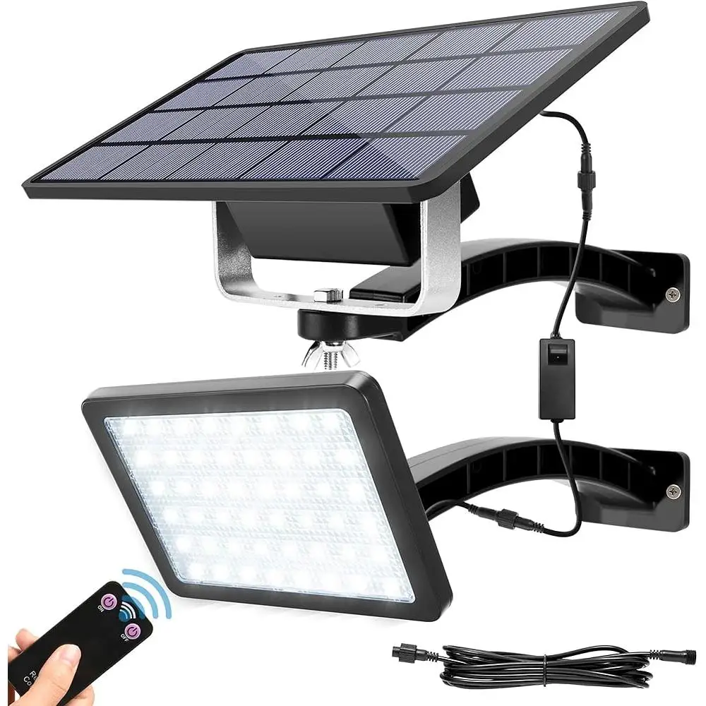 1000 Lumen 48 LED Solar Light Outdoor Remote Control Dusk to Dawn Solar Panel Kit with 5500mAh Battery Waterproof Garden Pathway