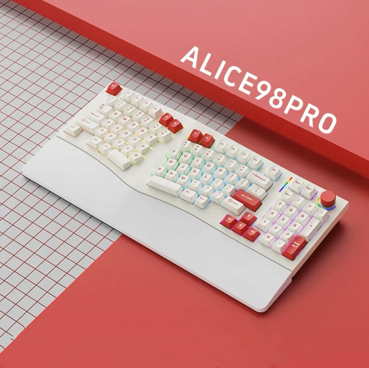 Alice98pro Shaped Ergonomics 3° Slope Full Key Hot Pluggable RGB Lighting Mechanical Keyboard