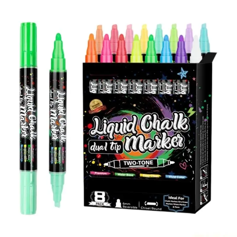 Colorful Liquid Chalk Marker Water Based Erasable Chalk Marker for Glass Window Boards Office Classroom Messages Daily Use