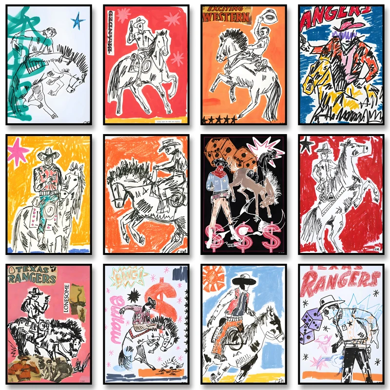 

Абстрактный классический винтажный постер с изображением вестерн-ковбоя, картина на холсте для декора стен в гостиной, домашний декор, изображение для интерьера.