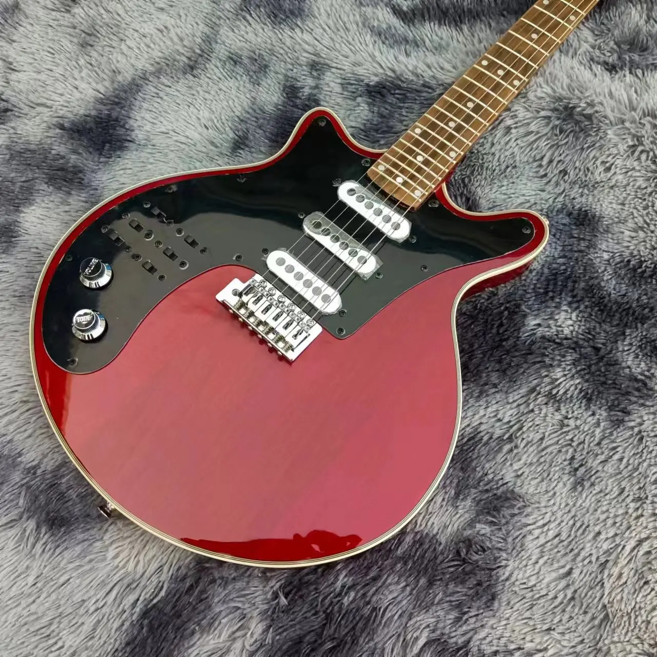 Left handed Brian May Wine Red Electric Guitar Thri Burns Pickups 24 Frets High Quality Guitar