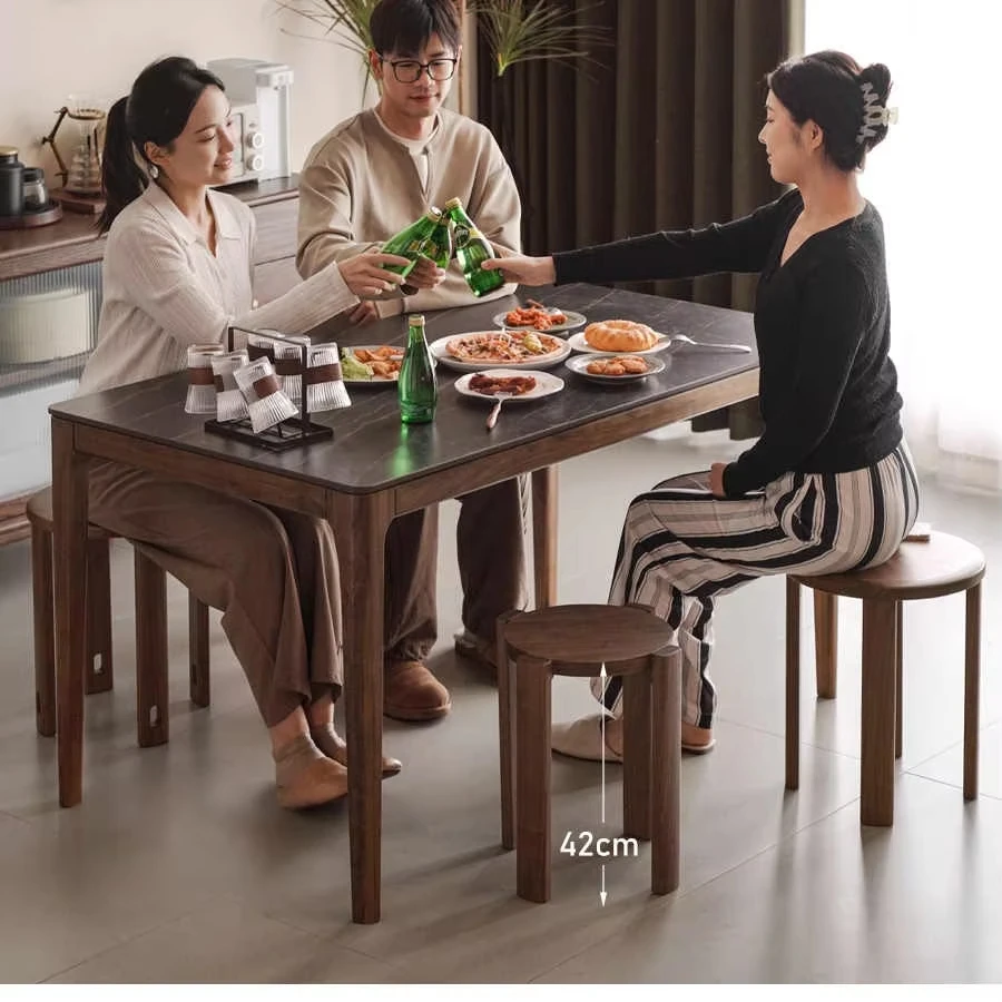 # Solid Wood Stool Black Walnut Dining Room Combination Stools Home Furniture Use Can Be Stacked