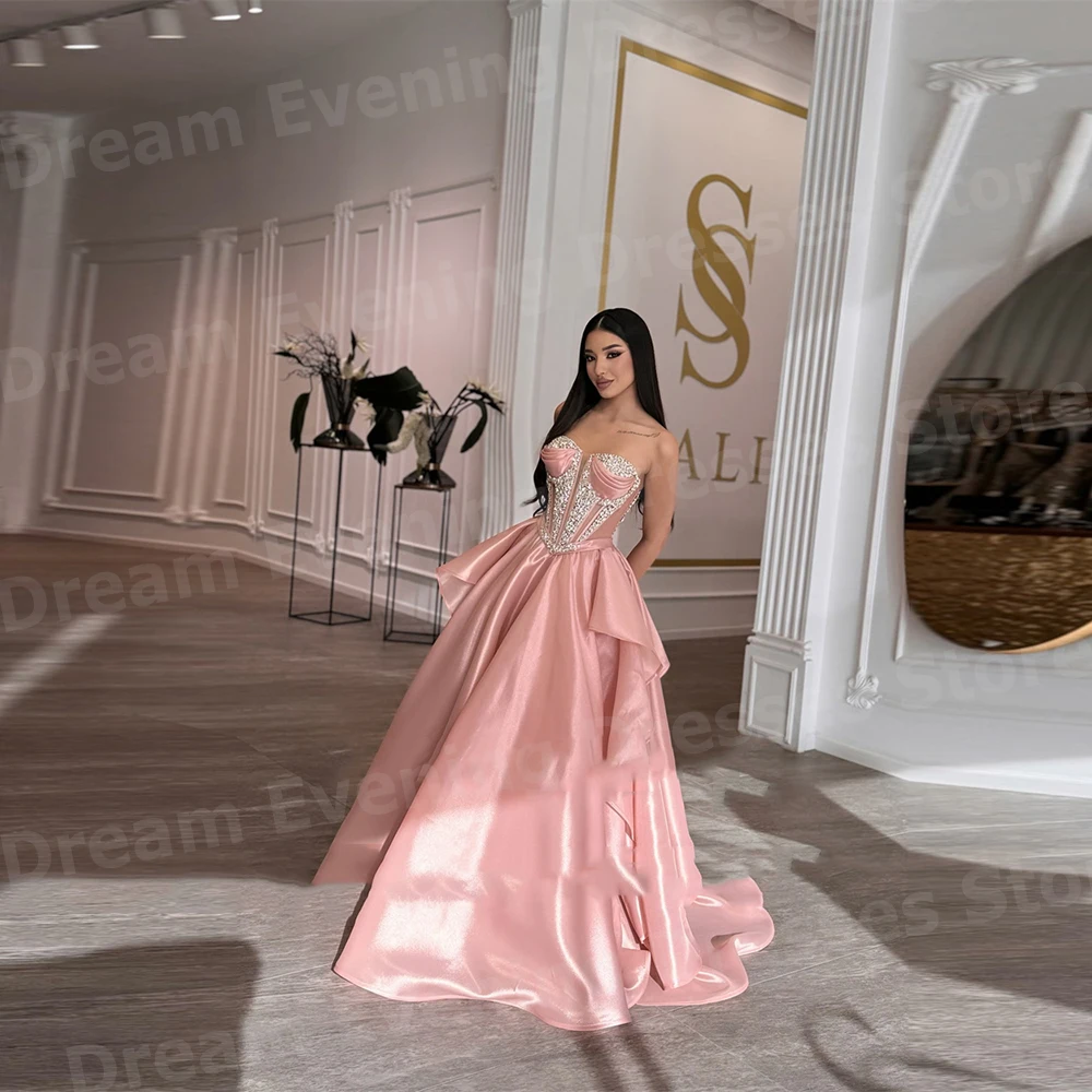 

Elegant A Line Women's Evening Dresses Customized Beaded فساتين للمناسبات الخاصة Prom Gowns Sweetheart Sleeveless Robe De Soirée