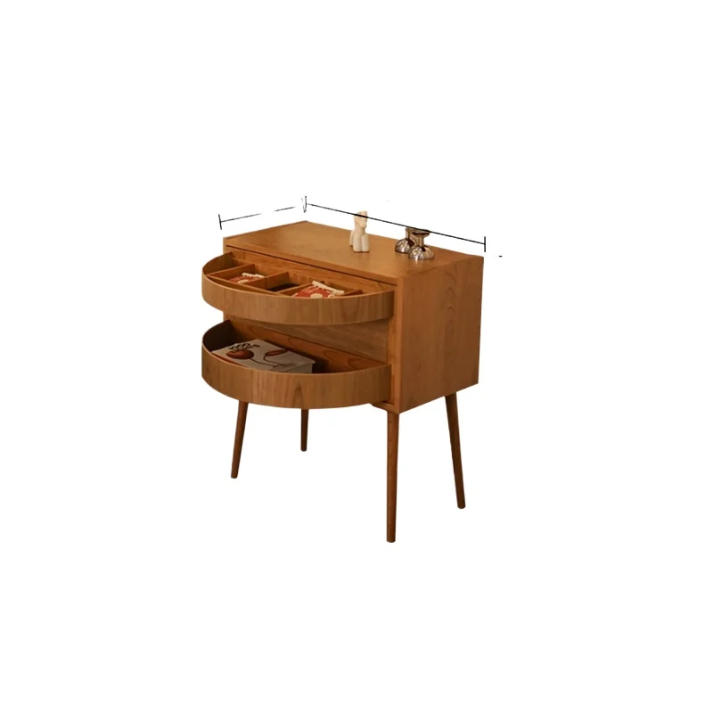 

*Medieval Solid Wood Rattan Bedside Table Household Creative Bedroom Bedside Storage Small Side Few Rotatable Locker