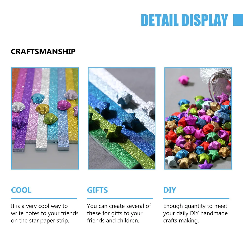 460 Pcs Origami Star Strips Pattern Glitter Paper Colored Craft Colorful Foldable