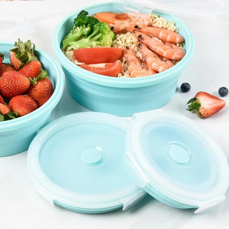 

Silicone Collapsible Lunch Box Food Storage Container Bento Food Grade Microwavable Portable Picnic Camping Outdoor