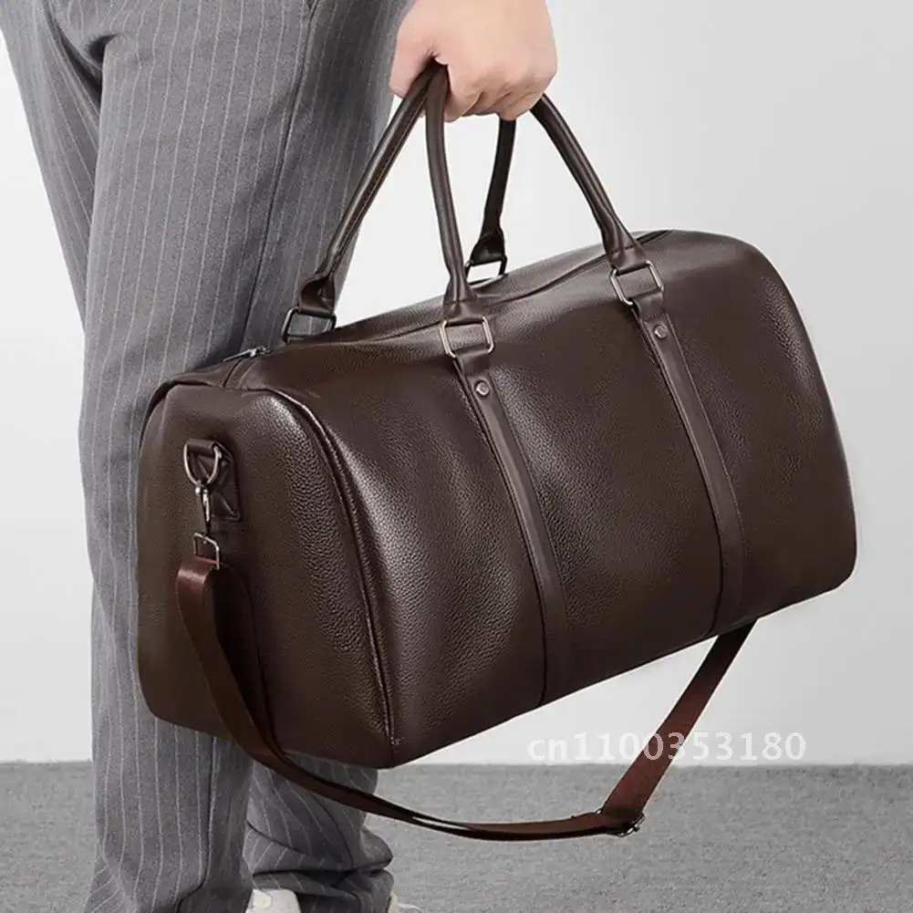 Fashion Multi-Function Full Grain Tote Leather Travel Bag Men's Bag Travel Genuine Large Bag Duffle Luggage Leather Bags