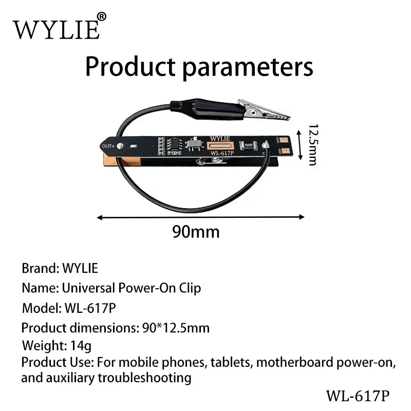 WYLIE WL-617P Universal Battery Free Startup Clip Motherboard Startup for iPhone 17 Android Ribbon Cable Buckle Battery Tool