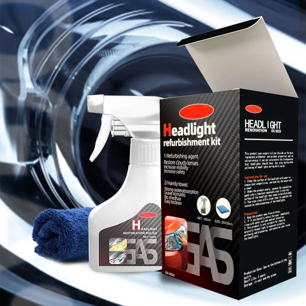 Car Headlights Restoration Kit Chemical Brightener Headlight Polisher Restorer Polishing Paste Kit Auto Headlamps Wax Sanding