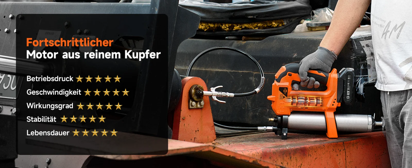 Taskstar 10000PSI Elektrisches Fettpressen-Set, verbesserte Fettpresse 4,6 oz/min für Traktoren, LKWs, für Makita 18V Akku. – Detail 3