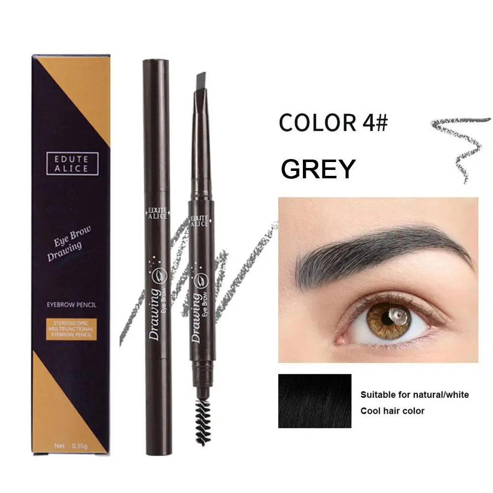 Fine Eyebrow Pencil With Double Head Automatic Rotation One Line Eyebrow Pencil Waterproof And Makeup Free Makeup Pen for women