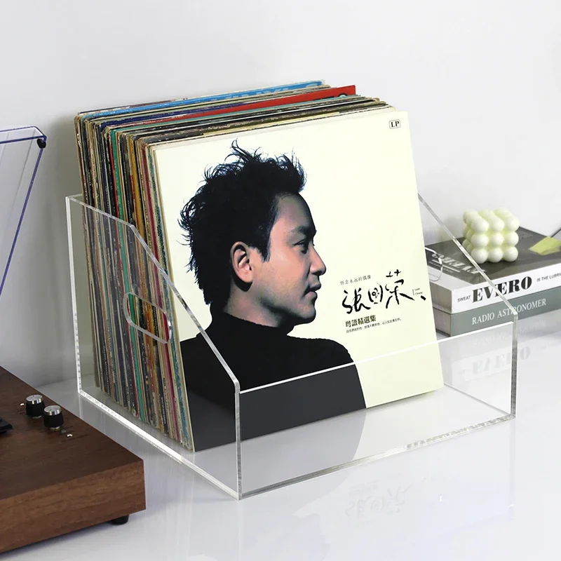 ‌Vinyl Record Storage Box, Clear Acrylic Display Stand for CDs, Creative Home Decor Shelf, Music Collectible Organizer view 5