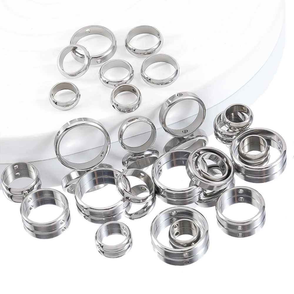 5pcs Two Hole Stainless Steel Round Frame Spacer Beads DIY Necklace Bracelet Earrings Circle Connector Pendant Jewelry Accessory