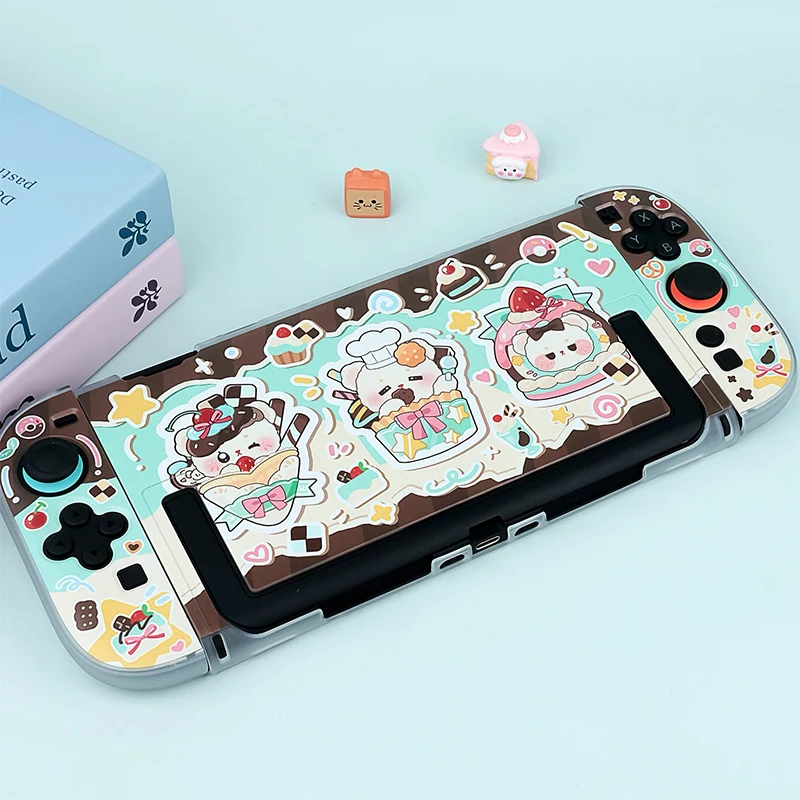 

Mint Choco Cartoon Protector Cover for Nintendo Switch 2/ Switch Oled Case Detachable Dockable NS2 Hard Shell Game Console Cover