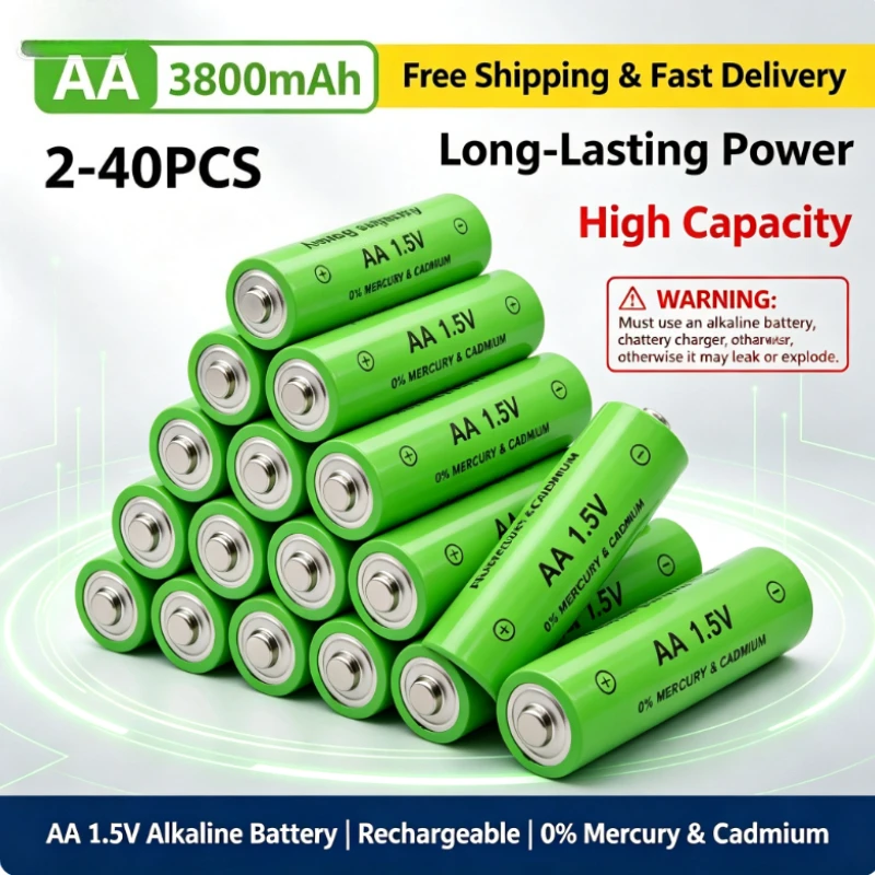 2-40pcs 1.5V AA Rechargeable Battery 3800mAh Alkaline Batteries for LED Flashlight Toys Remote Control Replace  Batery