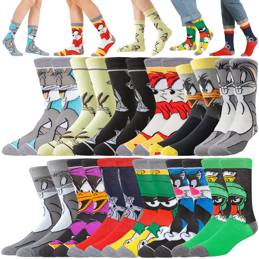 Warner Bros. Lustige Cartoon-Crew-Socken für Herren und Damen, Anime, Hip-Hop, Street-Fashion, Neuheit, Freizeitsocken