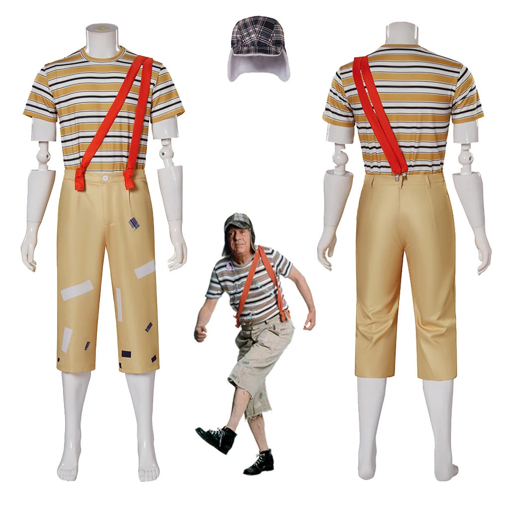 Disfraz de El Chavo, trajes elegantes de México, TV Del Ocho, juego de rol, pantalones superiores con sombrero, conjunto de trajes de actuación de Carnaval de Halloween para hombres