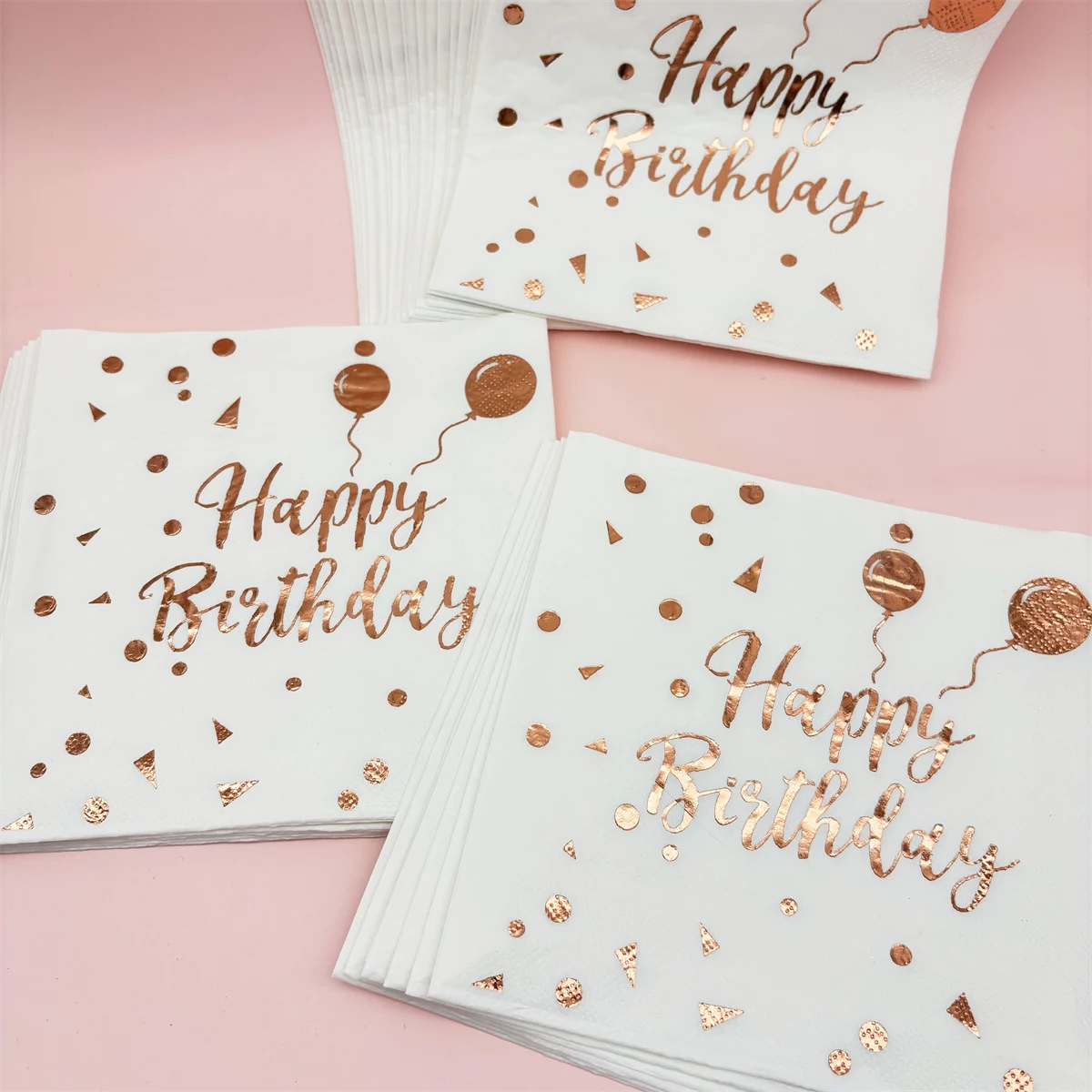 1 beutel Rose Gold Alles Gute Zum Geburtstag Papier Servietten Einweg Abendessen Hand Serviette Party Tablescape Hause DIY Party Dekoration Supplie
