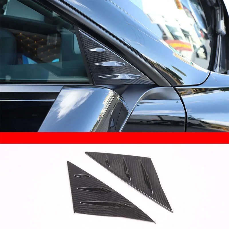 

For Tesla Model 3 2023+ real carbon fiber car styling car A-pillar triangle decorative cover sticker car protection accessories