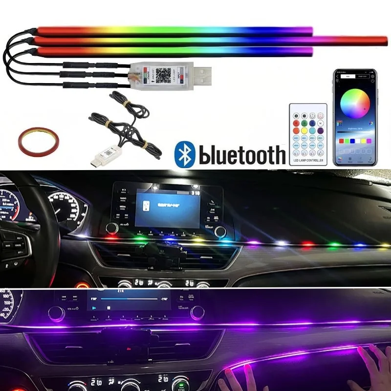 Universal Car LED Ambient Light APP Full Color Symphony APP Remote Control Atmosphere Light Car Interior Hidden Decorative Lamp