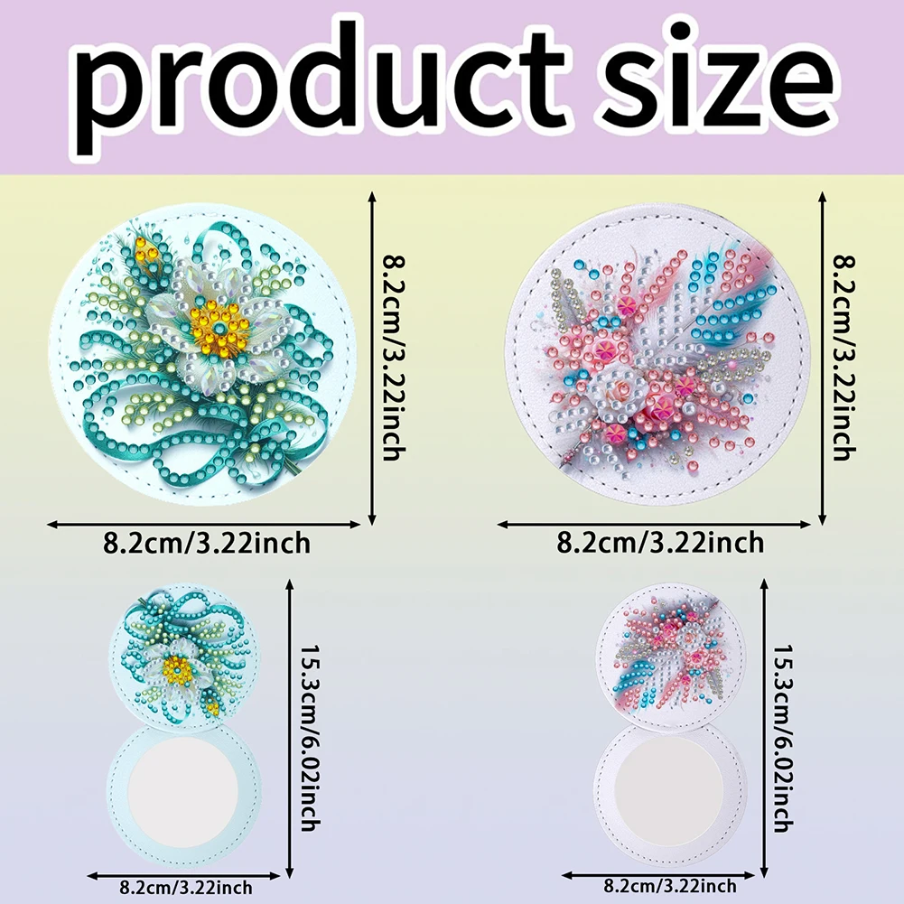 مرآة مكياج صغيرة من Diamond Art خفيفة الوزن ولامعة من الكريستال، مرآة مستحضرات التجميل المحمولة للسفر في الهواء الطلق والمشي لمسافات طويلة والنزهة