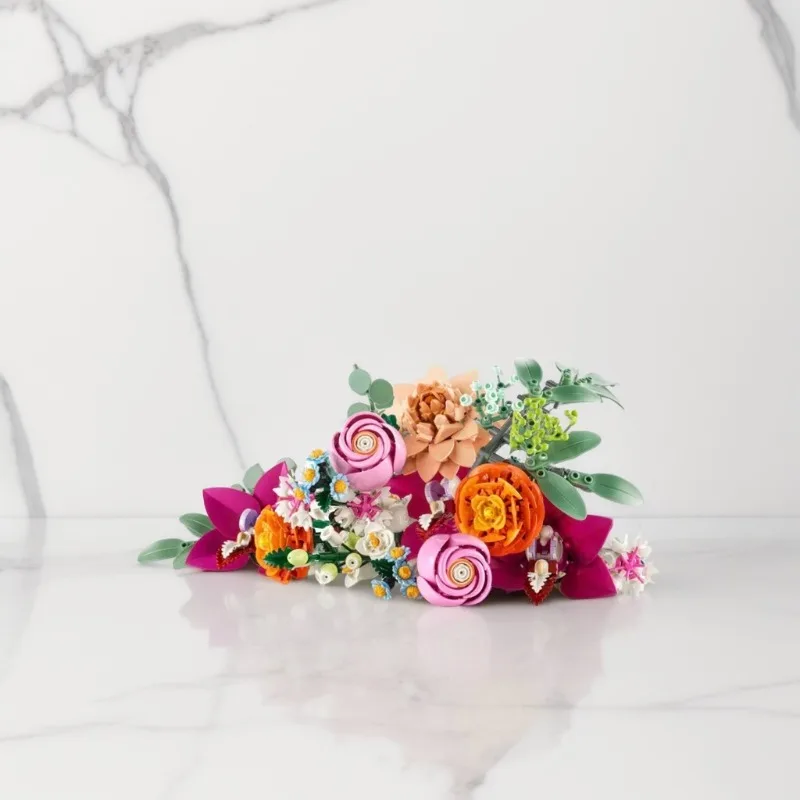 Schöne Zincfandel Bouquet Bausteine kreative Home Desktop Dekoration Bausteine Spielzeug Mädchen