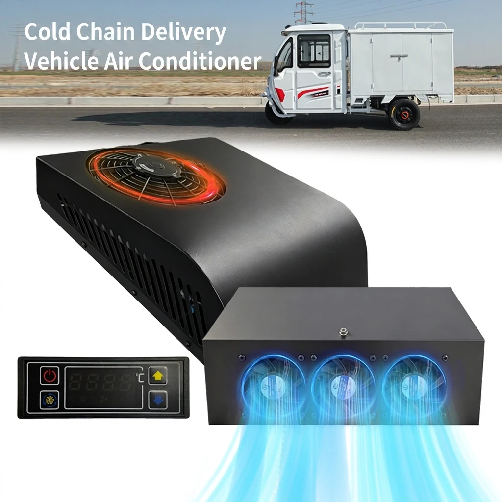 Newly Designed 12V Refrigeration Truck Unit High Quality 1000W Black Refrigeration air Conditioner for Vegetable Transport Car