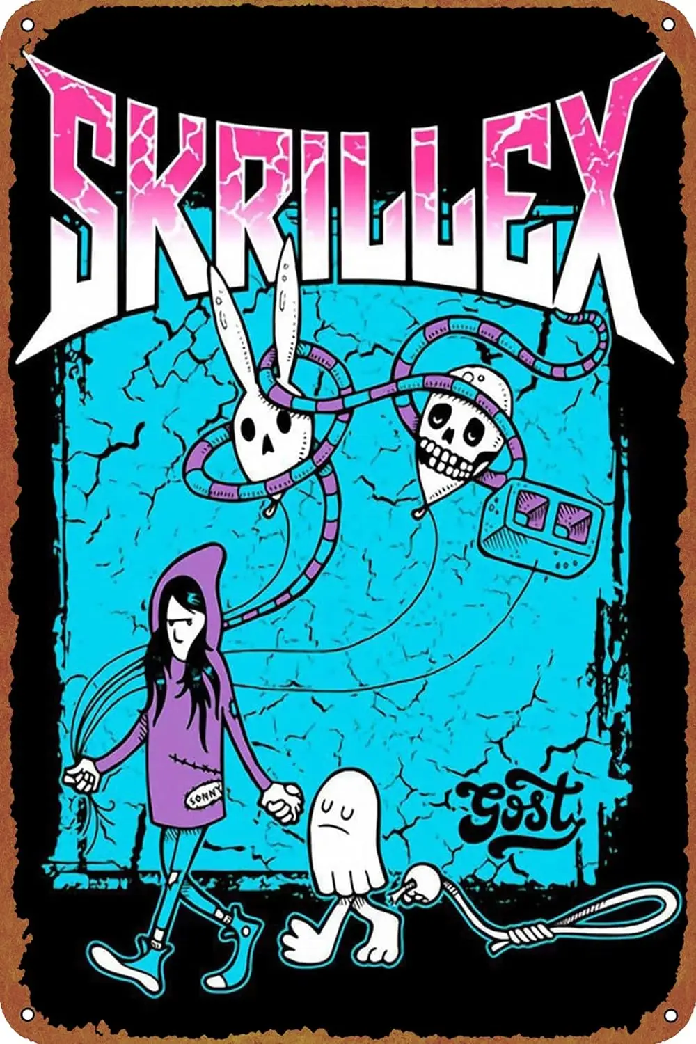 Music Skrillex DJ Music Poster Metal Tin Sign Poster Vintage Art Wall Decor 12 x 8 inch