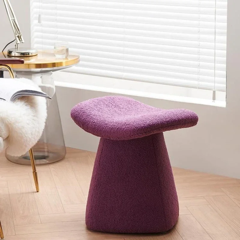 

Nordic Ottoman Sitting Pouf Stool Living Room Furniture Entrance Porch Fabric Low Changing Stools Ottomans Wooden Vanity Chair