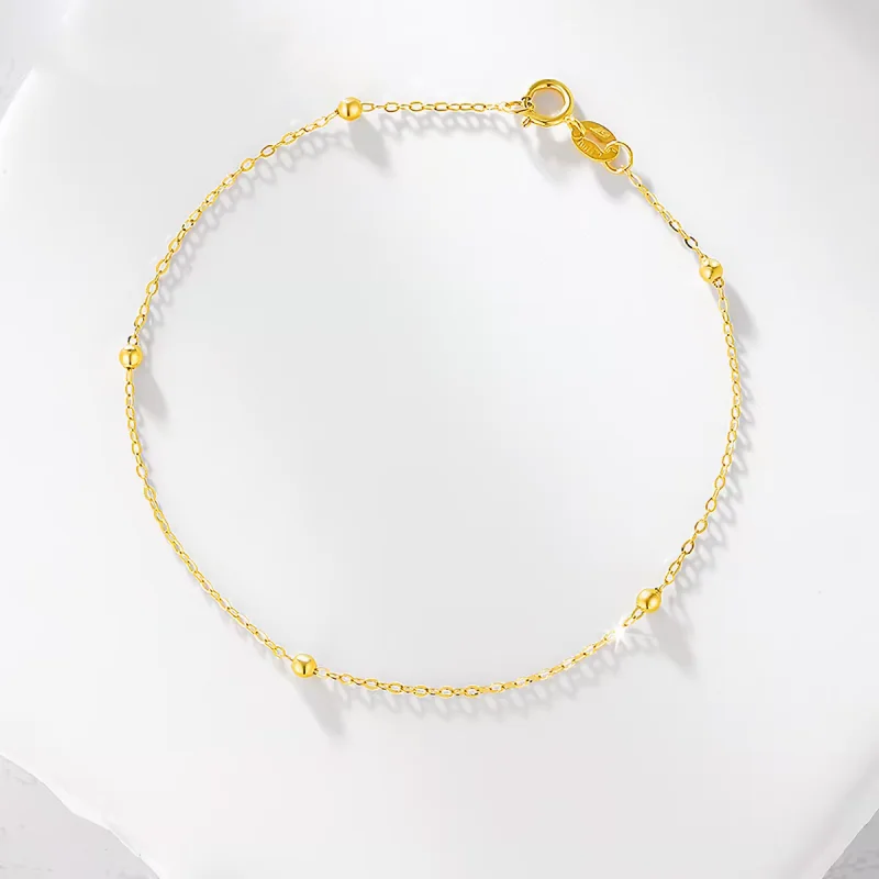 

Золотой браслет LABB Real из 18-каратного золота AU750 с маленькими золотыми шариками, минималистичный дизайн, ювелирное украшение, подарок, A0004