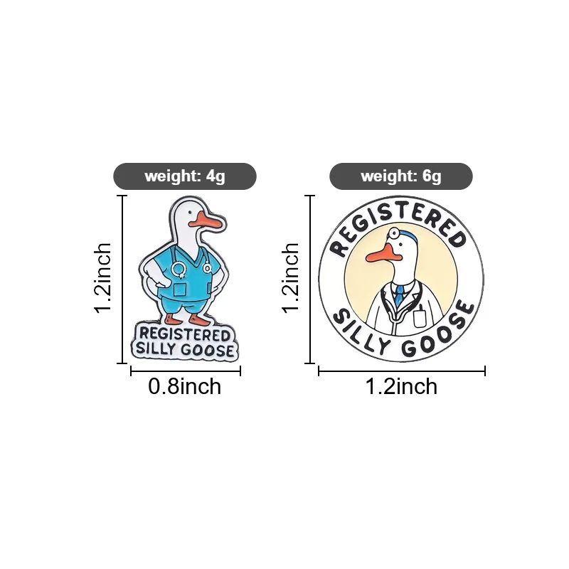 Registered Silly Goose Enamel Pin Nurse and Doctor Silly Goose Design Healing Humor Style for Medical Staff Everyday Use