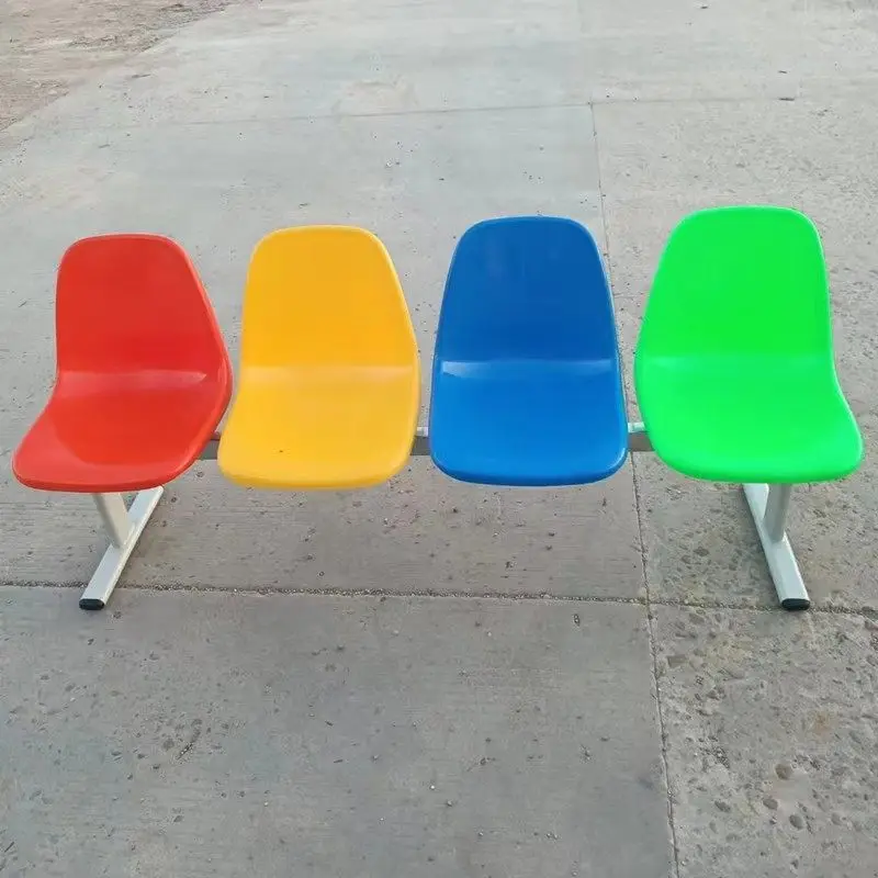 Internet celebrity three-person row chair shopping mall store chair rest with row chair public plastic seat all-iron color bench