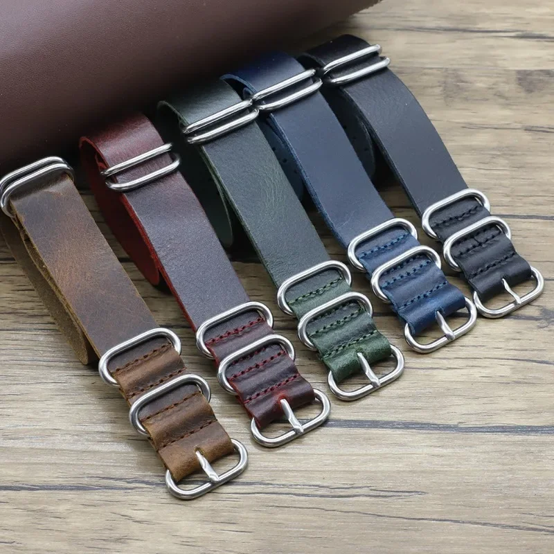 Vintage Genuine Leather Watch Bands 18mm 20mm 22mm Brown Handmade Cow Watch Strap Replacement for Men Women Watch Accessories