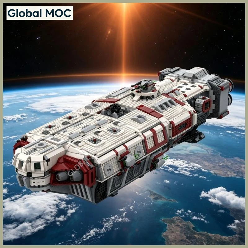 YK 980 Military Freight Shuttle MOC Bricks Set Weapons Equipped Transport Craft Hobby Assembly Toy