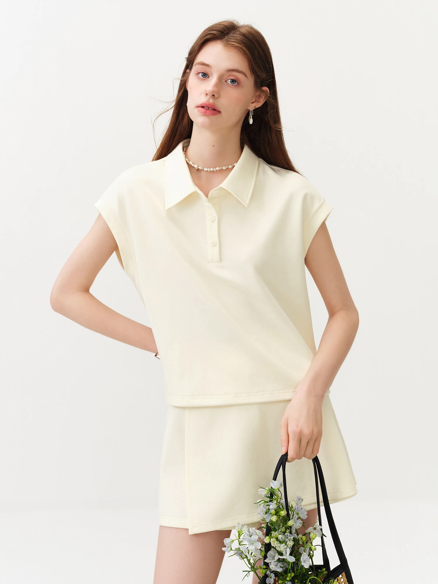 FSLE 2026 Summer Women's Short Sleeves Polo Top Culottes Set, High-Rise Split-Joint Skirt Pants for Tennis Core Athflow Style image 5