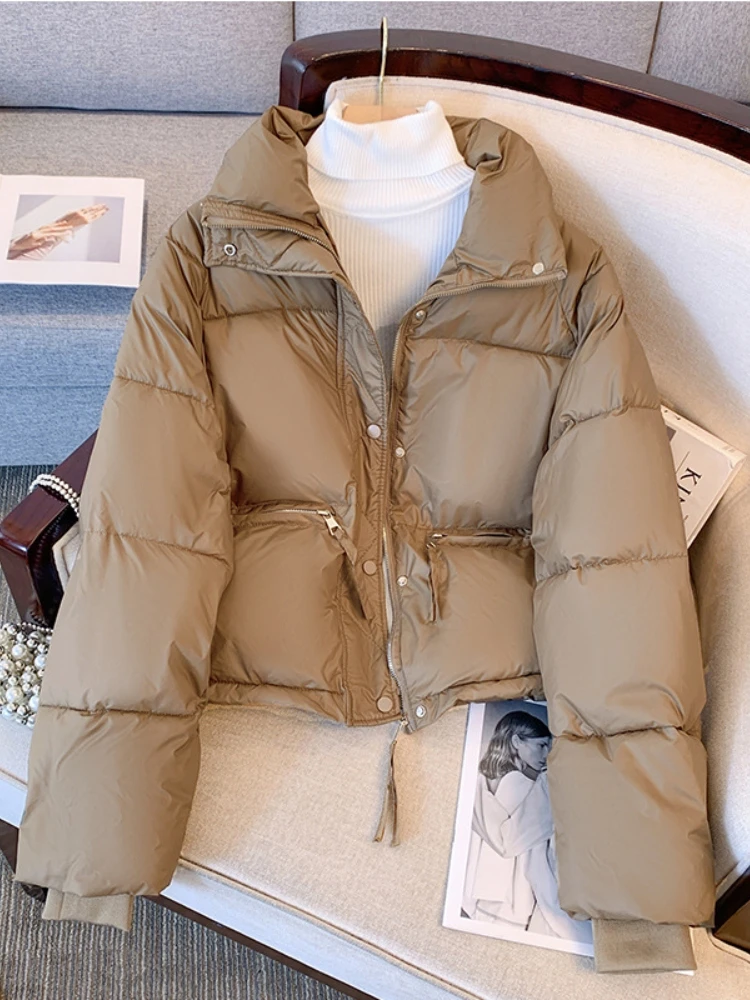 Thick Hooded Sustans Solid Office Lady Zipper Parkas Winter Korean Style Casual Autumn Clothes Cute Women New In Puffer Jacket