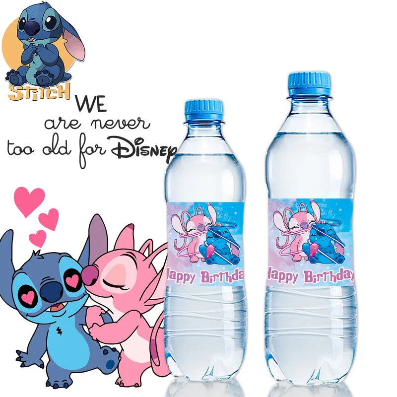 Disney Stitch Water Bottle Sticker Cartoon Theme Repeatedly Used Water Bottle Sticker Party Decoration Atmosphere Decoration