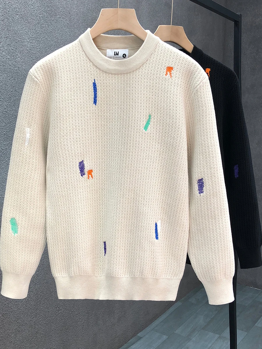 

Faionable Knitted Sweater round Ne Men's Inner Wear Youthful Sle Autumn Winter New Arrival Soft Polyester Casual Top