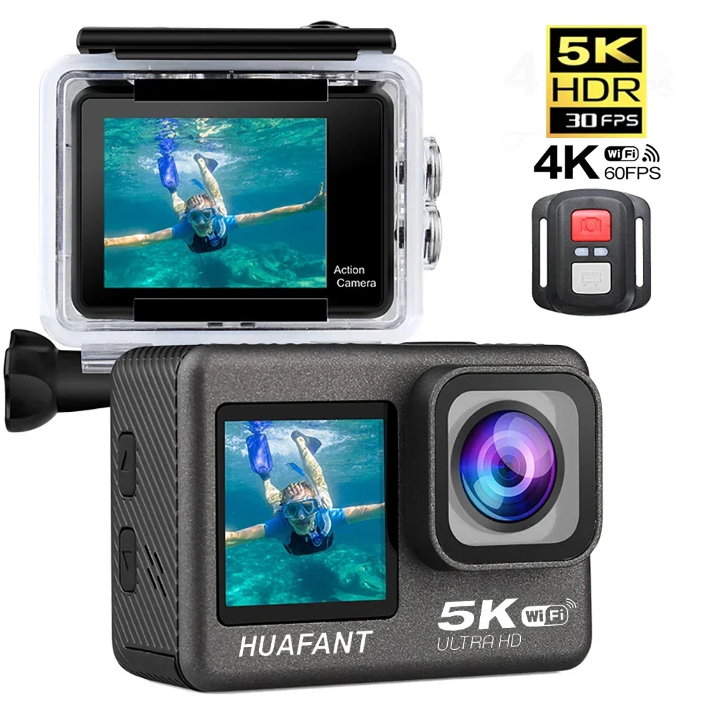 G9SE Action Camera 5K30fps 4K60fps 48MP 2.0 Touch LCD EIS DVR Webcam Dual Screen Wi-Fi 170D Waterproof 30M 5X Zoom Sports Camera