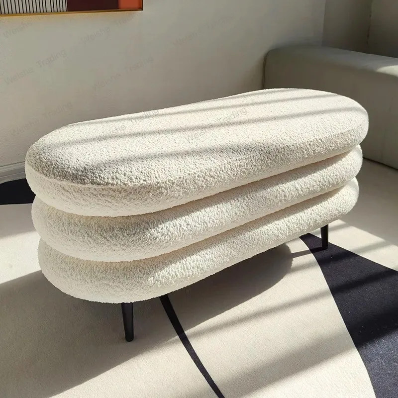Vintage European Design Shoe Storage Bench Ottoman Low Footrest for Bedroom Bed End Entryway Living Room Doorstep Home Furniture