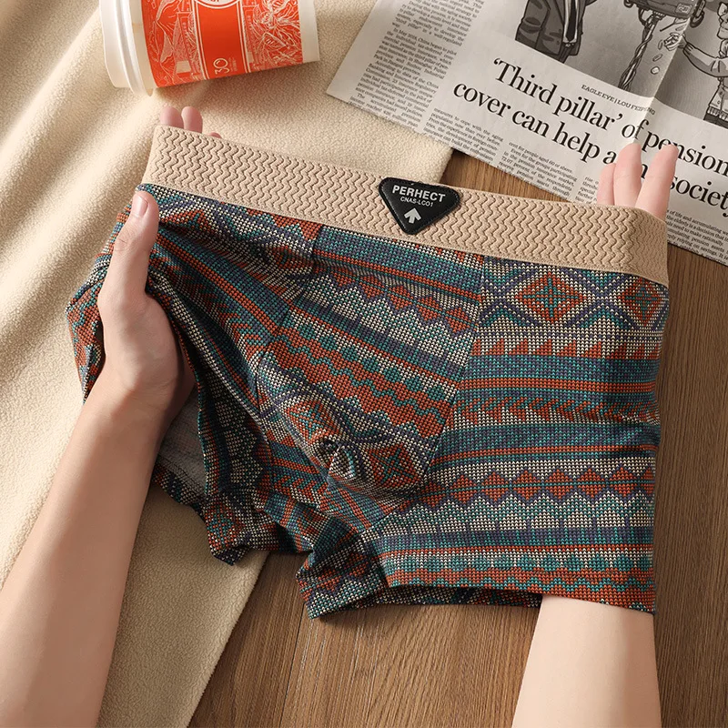 

Men's underwear, boys' boxer pants, comfortable and breathable boxer shorts, ethnic style men's underpants head