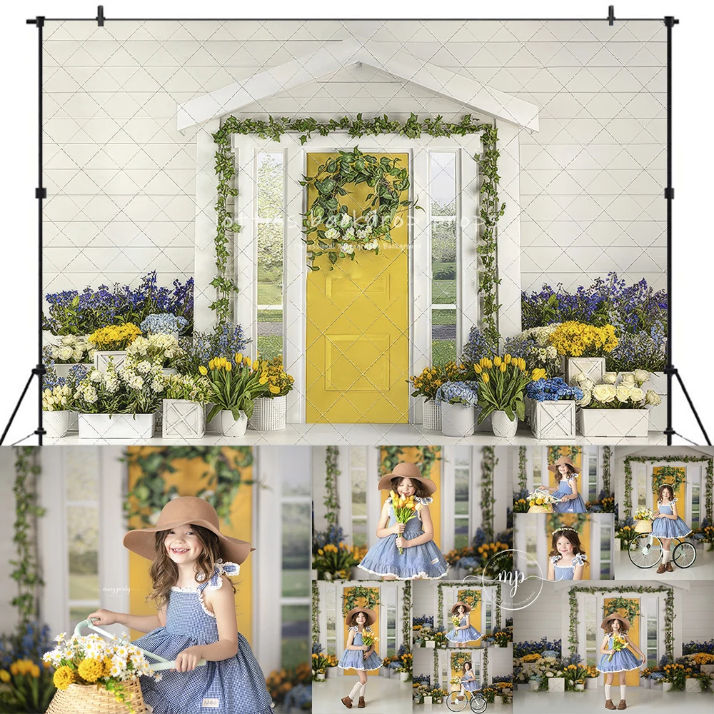 Easter Purple Spring Pathway Backdrops Kids Adult Photography Child Baby Photocall Easter Eggs Garden Entrance Backgrounds