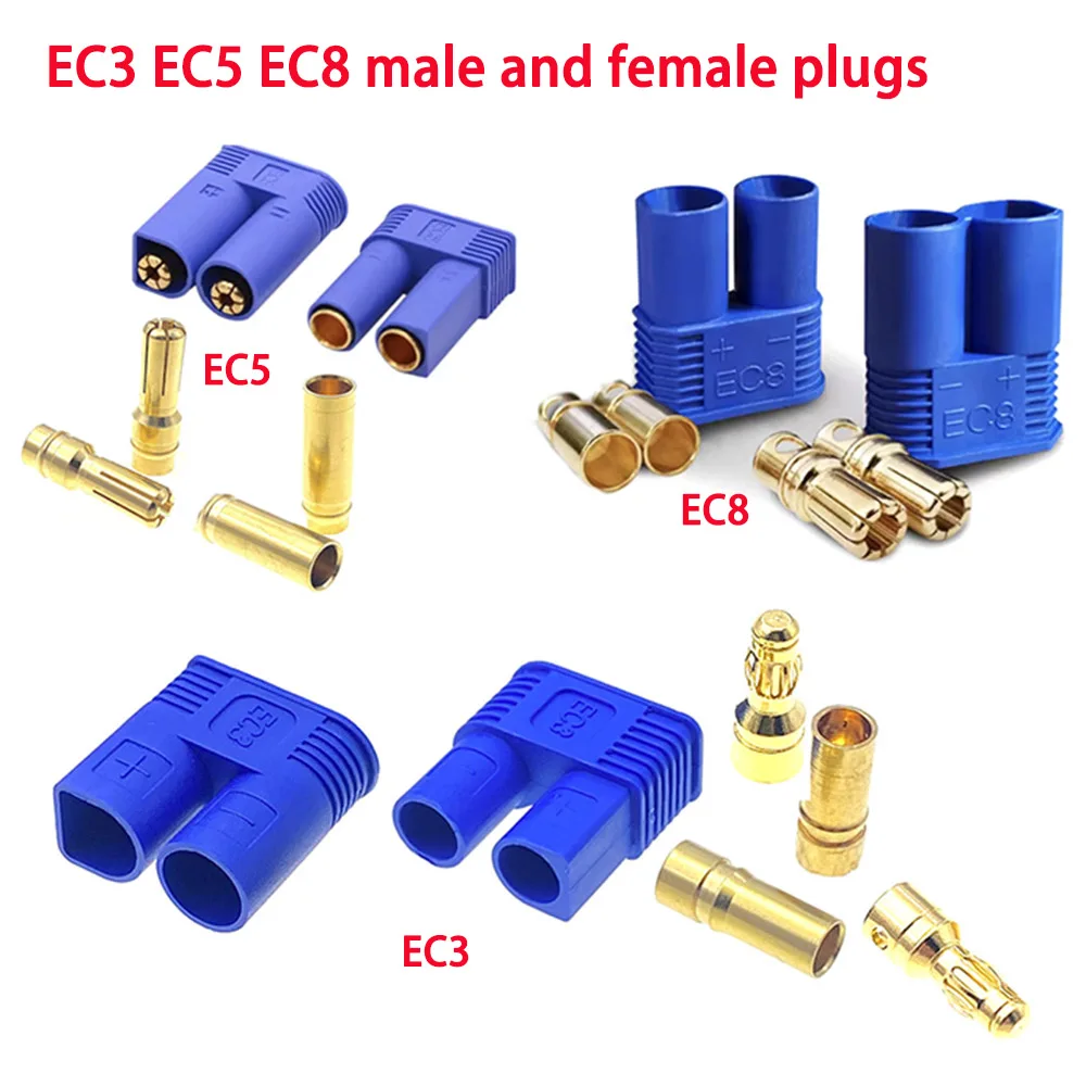 EC3 EC5 EC8 male female Banana Plug Bullet Connector DC500V 25A/40A/100A for RC ESC Motor RC Quadcopter Drone Lipo Battery