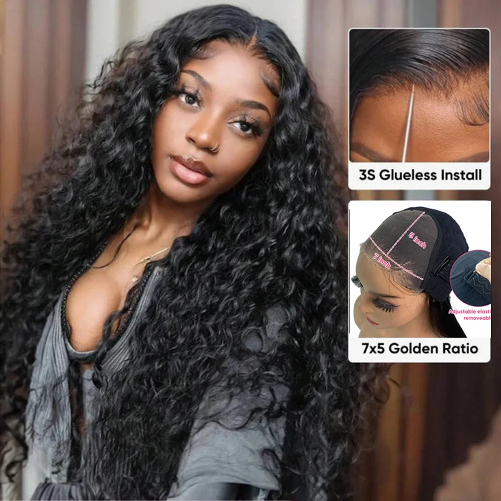 موجة المياه غلويليس شعر مستعار شعر الإنسان مجعد 9x6 قبل قطع شعر مستعار 180% موجة عميقة الدانتيل الجبهة الباروكات ارتداء الذهاب 7x5 HD الدانتيل إغلاق شعر مستعار للبيع