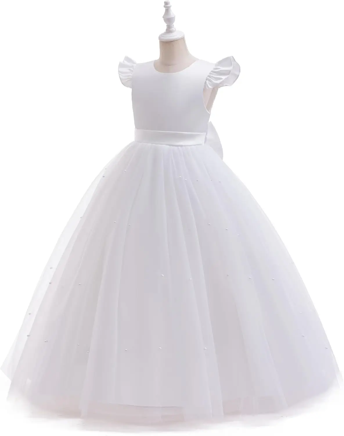 Flor meninas cetim tule vestido de dama de honra longo uma linha casamento aniversário pageant vestidos de festa flor menina vestido de baile