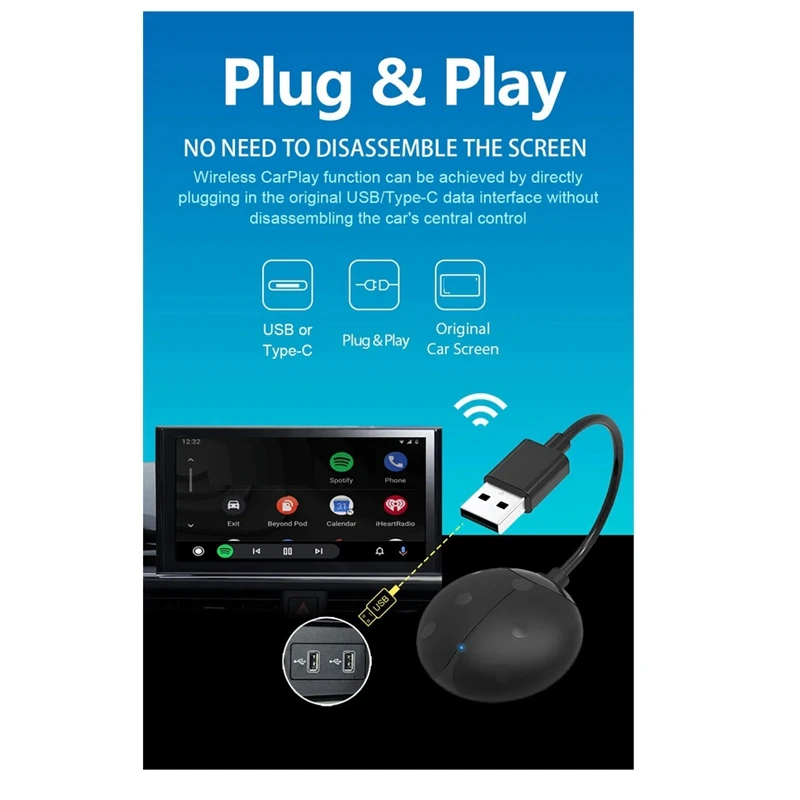 HFES 2 en 1 adaptateur Carplay sans fil USB Dongle filaire Android Auto AI boîte adaptateur de lecteur multimédia de voiture Bluetooth connexion automatique