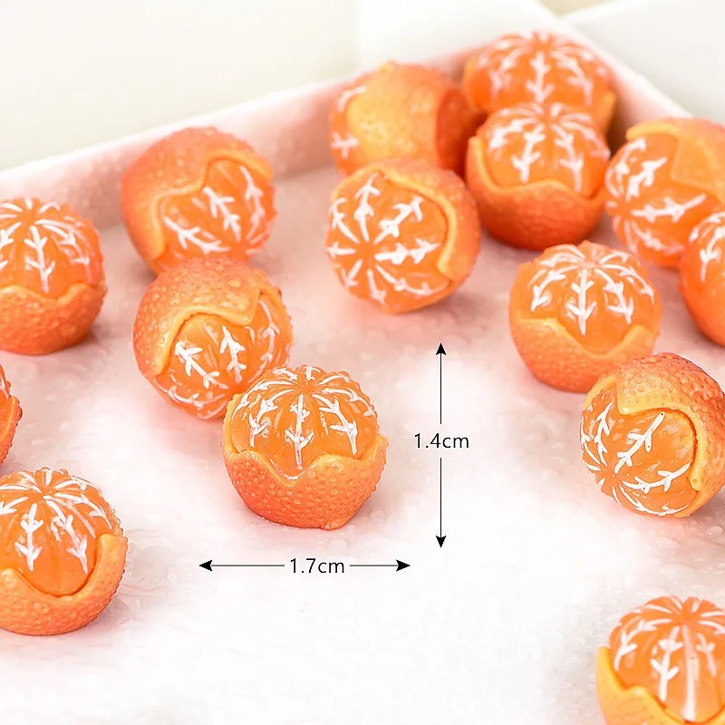 100pcs Cute Mini Simulated Fruit Orange Grape Resin Cabochon DIY Keychain Dollhouse Kitchen Decor