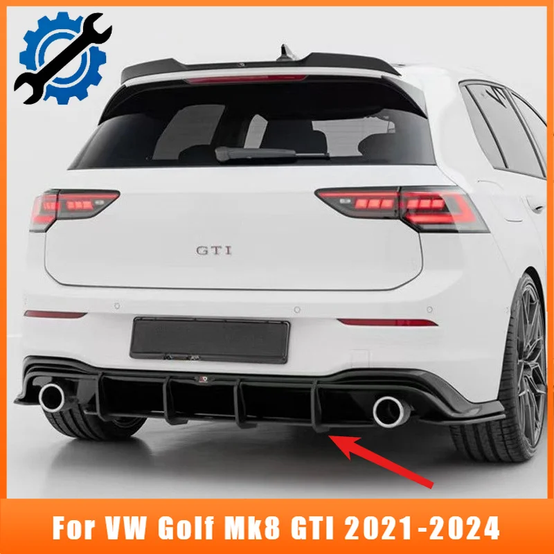 Накладка-диффузор PP MAX Black на задний бампер для VW Golf Mk8 GTI 2021-2024, сплиттер-плавник, аксессуар для тюнинга автомобиля
